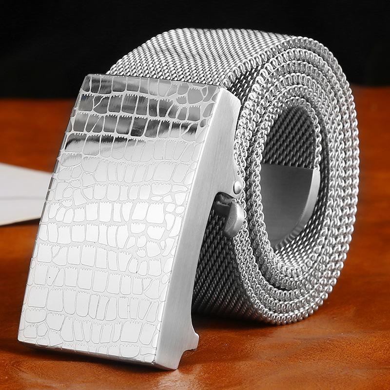 Inside 304 stainless steel belt buckle head Men's belt buckle Outdoor Full metal belt chain Trendy men's leisure