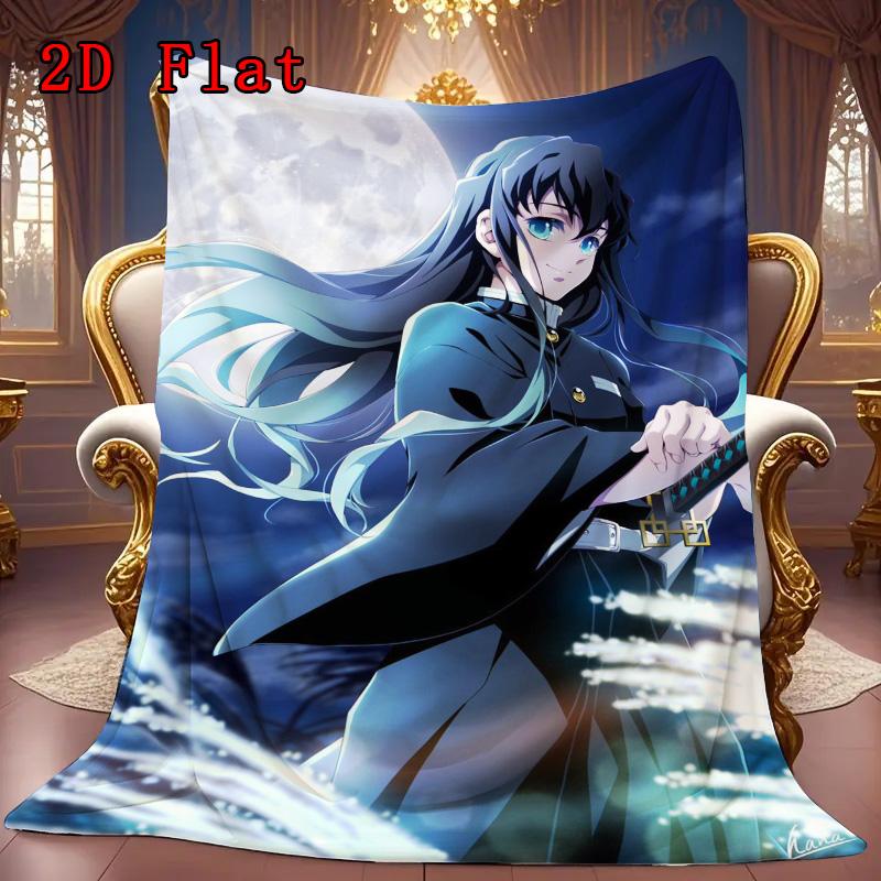 Demon Slayer 2D Flat Pattern Flannel Blanket High quality All Seasons Warmth and Comfort Perfect for Christmas Gifts.DMT0925242