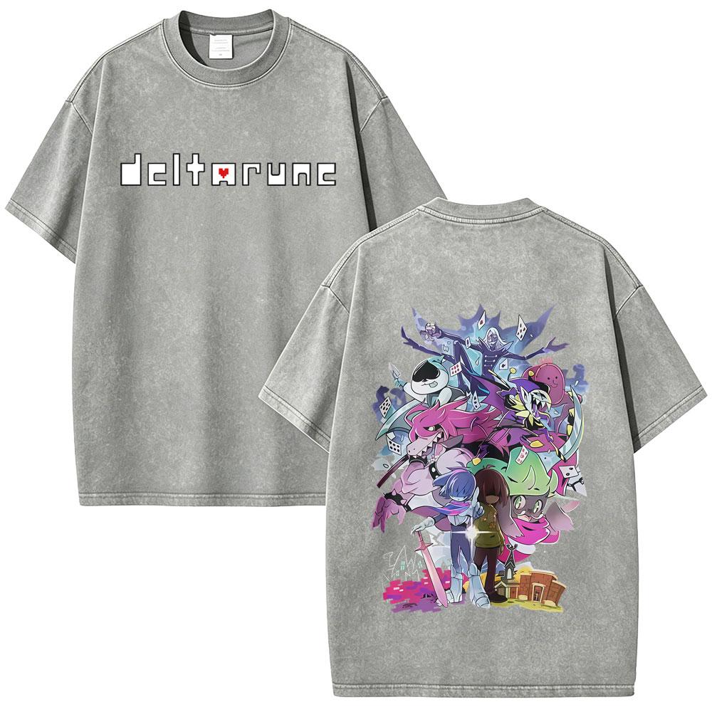 Washed Vintage Game Deltarune Susie Kris Ralsei Funny Graphic Tshirt Men Women Casual Humor Oversized T Shirts Otaku Lover Gift