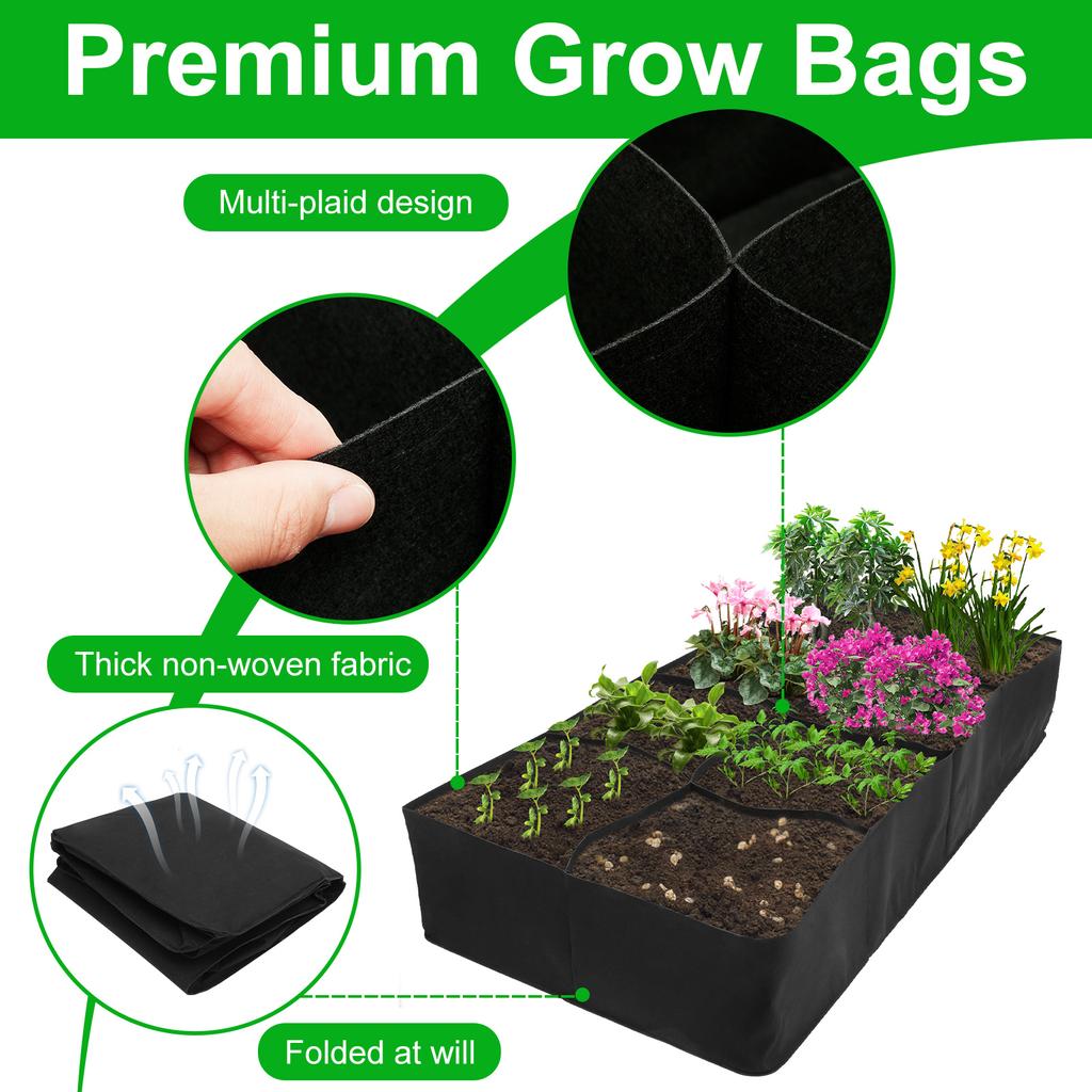 Garden Raised Planting Bed 4/8 Mesh Felt Fabric Grow Bag Vegetable Flower Potato Planting Container Reusable Large