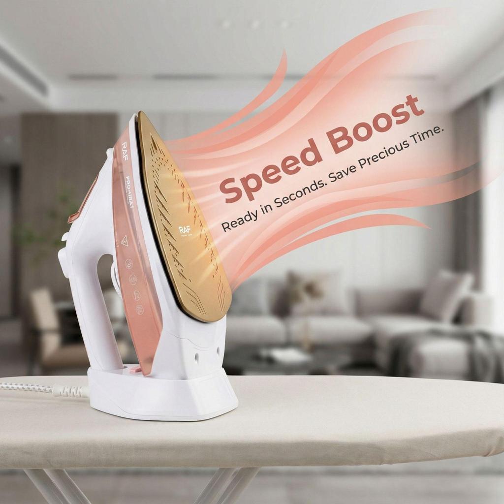 Cordless Handheld Steam Iron 2400W, Adjustable Temperature, Wireless Use
