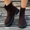 Autumn New Fly-woven Socks and Boots Women's Large-size Thick-soled Solid-color European and American Casual Martin Boots