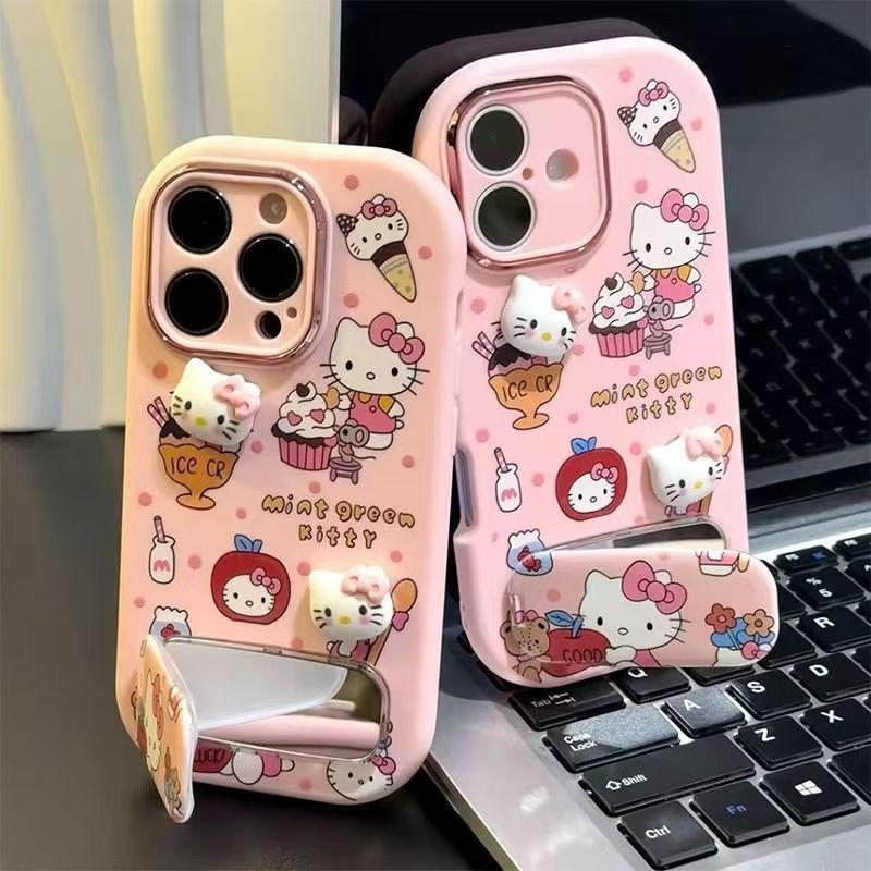 Cute Katie bracket is suitable for Apple 17PROMAX mobile phone case, Huawei Honor mobile phone case all-inclusive.