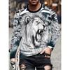 Herren 3D-Druck Crew-Neck Langarm-T-Shirt