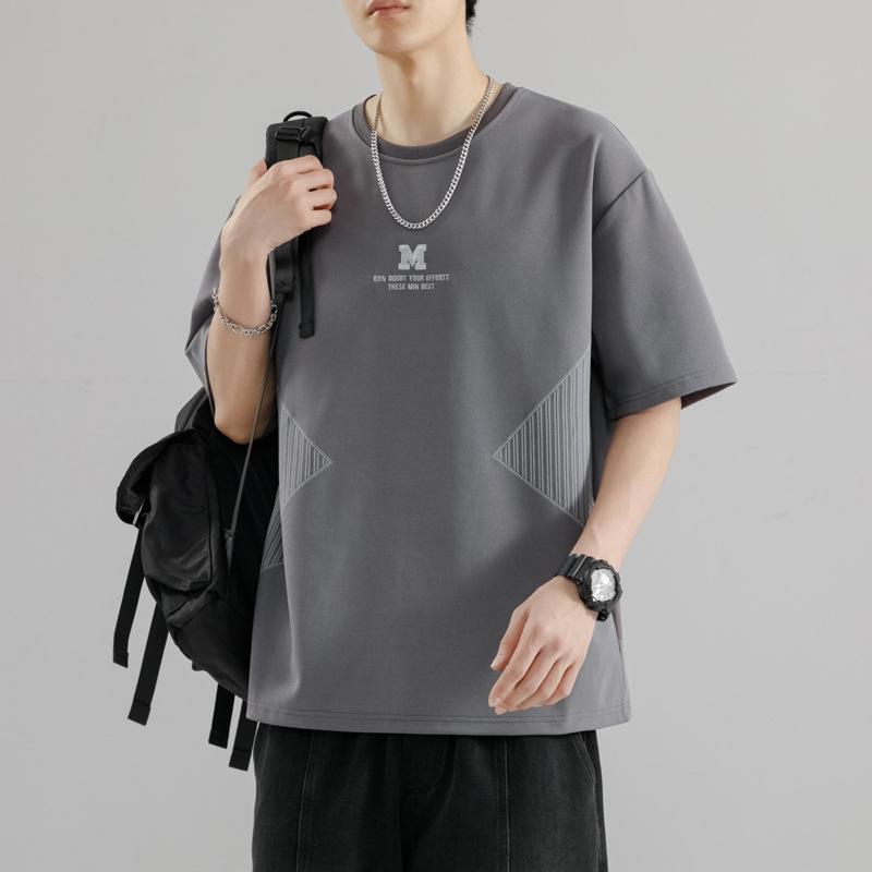 Summer Short-Sleeved T-shirt Men's New Summer Top Loose Half-Sleeve T-shirt Boys Clothes Trendy Handsome