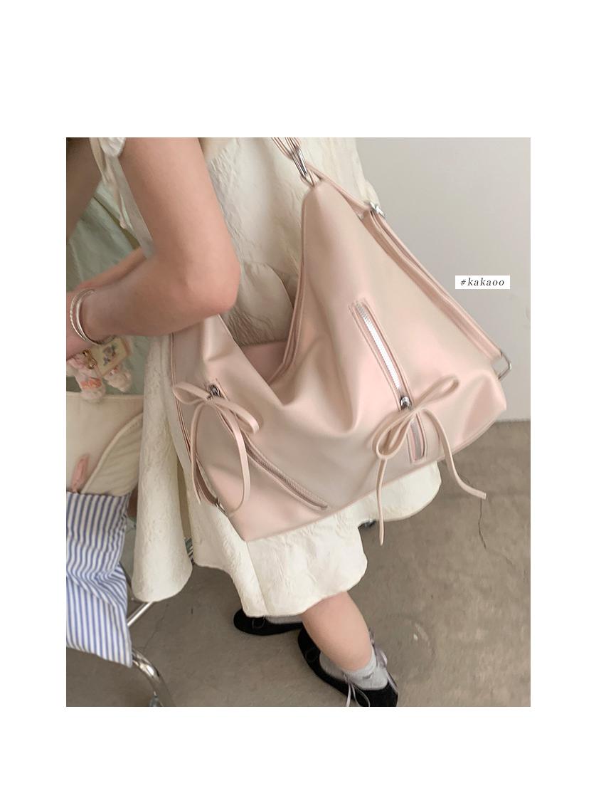 

2024 Модный женский рюкзак с бантом - большая вместительная сумка через плечо в Корейском стиле розовый