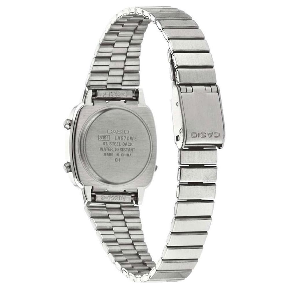 Casio LA670WEA-8AEF Women's Quartz Digital Watch with Stainless Steel Strap Silver
