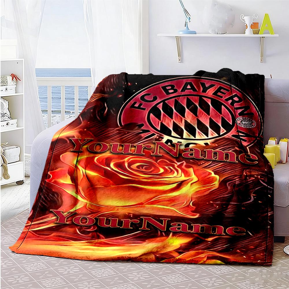 Bayern Munich Customize Your Name Blanket Cozy Customizable Blanket Ultra-Soft Perfect for Living Room Livingroom Office Bedding Ideal for All Seasons