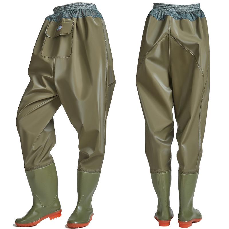 Waders de Pesca Impermeáveis até à Cintura com Botas: Calças de Chuva Duráveis e Resistentes ao Desgaste para Homens e Mulheres