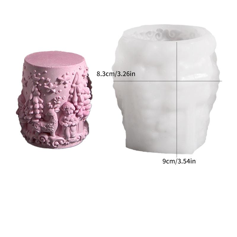 Christmas Tree Mold White Christmas Snowflake Mold Cylinder Candle Mold Cylindrical For Holiday Crafts Festival Ornament Home