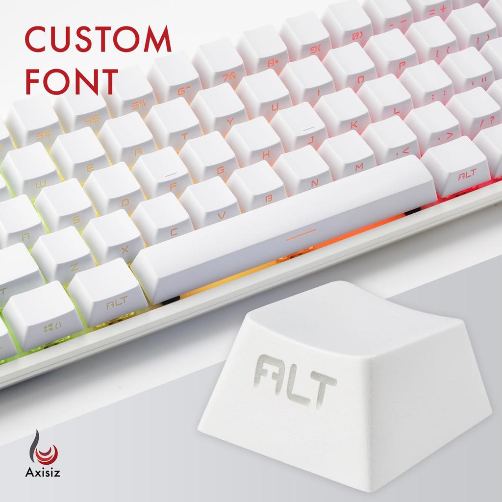 Axisiz Keycap Set for Gaming Mechanical To English Layout Custom Transparent LED Cherry MX Switch Compatible Keyboards, 100% 60% Support, Font,