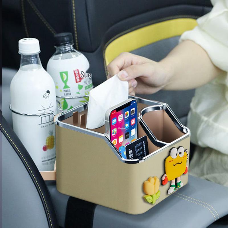 Multifunctional Car Tissue Holder & Storage Box - Cartoon Design