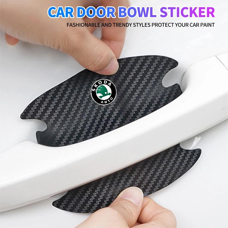 FHQD2 Car Door Bowl Stickers For Skoda Octavia 2 A5 A7 A8 Fabia 3 Rapid Scala Kodiaq Superb 3 Karoq Kamiq Citigo Roomster Accessories