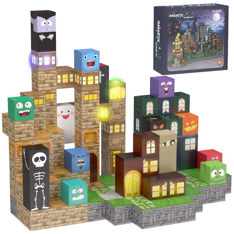 137Pcs My Halloween World Magnetic Block Light Building Block Magnetic Attraction Magnetic Building Block Set 2Cm