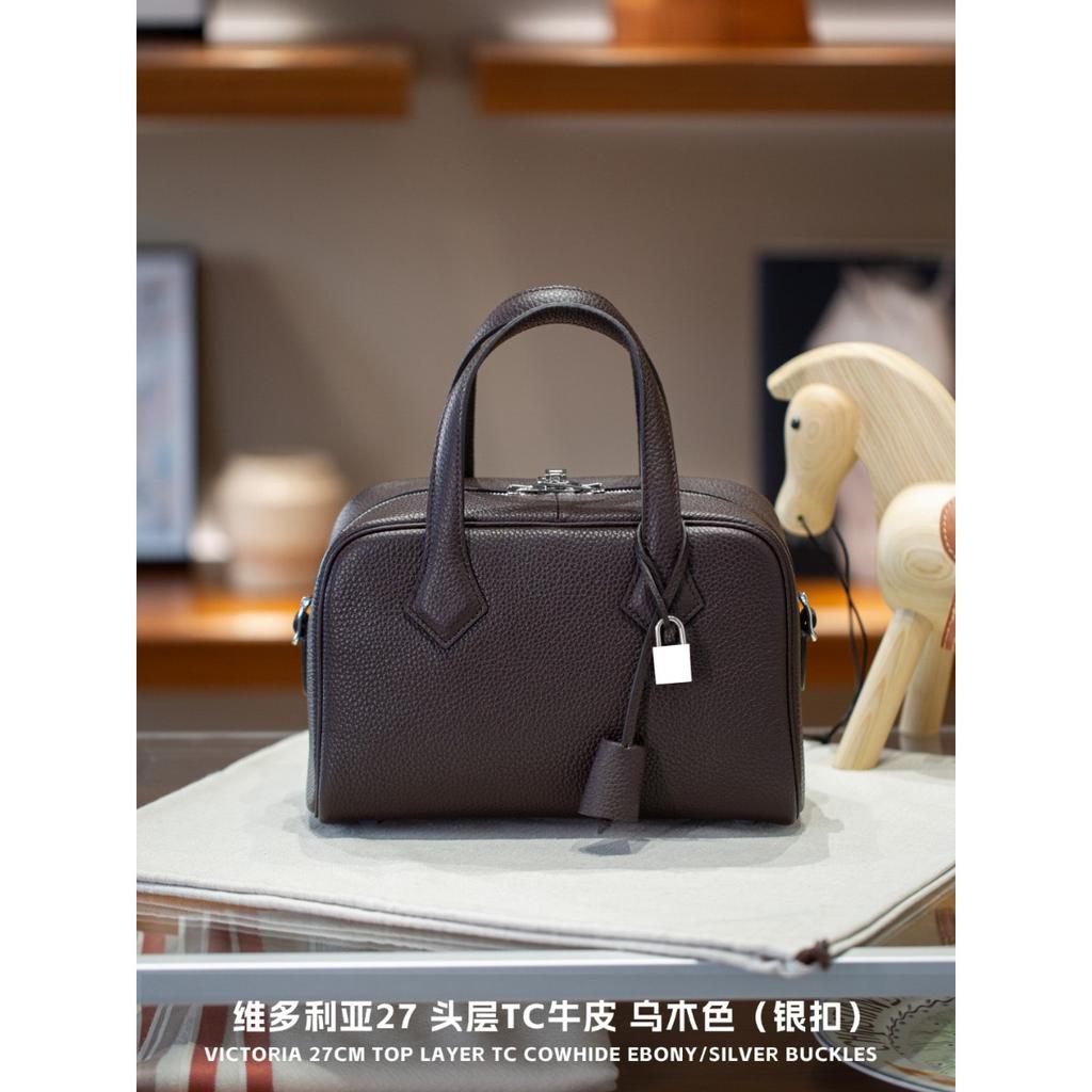 First layer TC cowhide Victoria 27cm bowling bag new leather large capacity tote bag portable shoulder bag