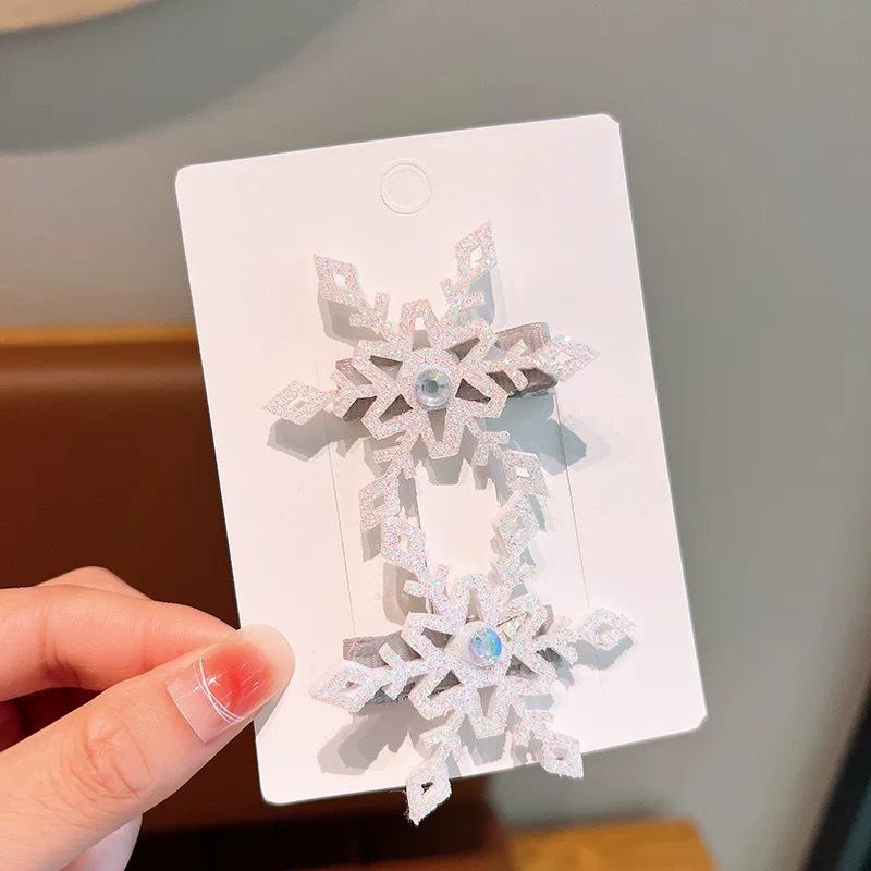 Shiny Children's Princess Snowflake Hair Clip - Versatile Duckbill Side Clip