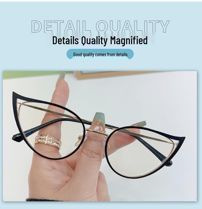 Stylish Women's Cat Eye Photochromic Anti-Blue Light Retro Metal Glasses Frame