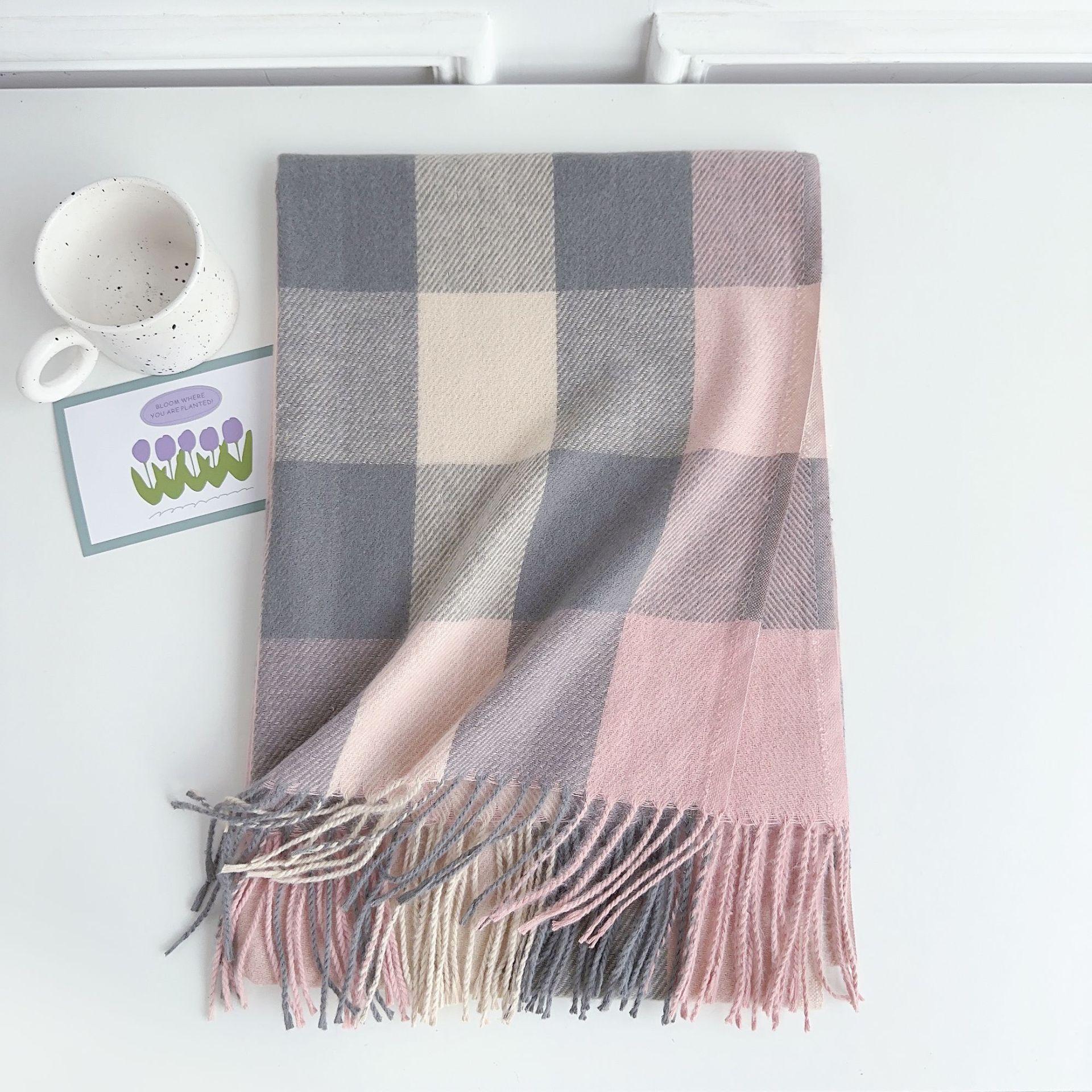 

5-цветный осенне-зимний новый предмет 2024 года, имитация кашемира, кисточка, утолщенный теплый шарф, клетчатый модный универсальный шарф-шаль для мужчин и женщин 180*65cm