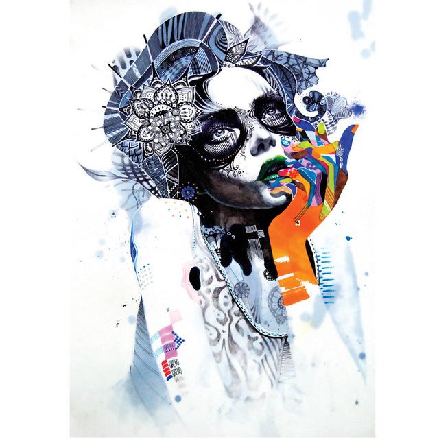 Artă de încredere Fată sexy Postere abstracte fluture floare pene stil nordic pânză pictură acasă perete pentru sufragerie fără cadru