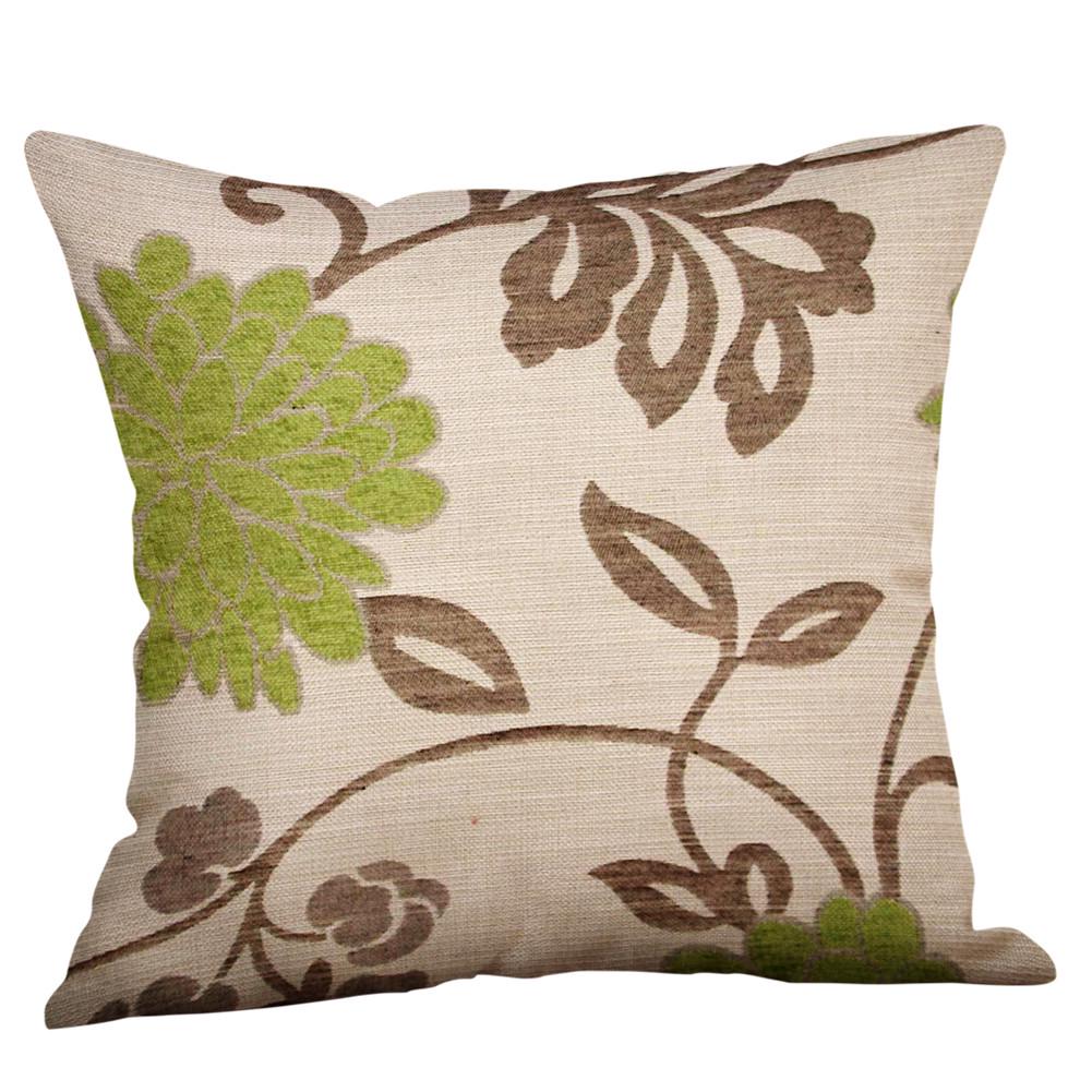 Green Lime Natural Cotton Linen Pillow Case Sofa Cushion Cover Home Decor