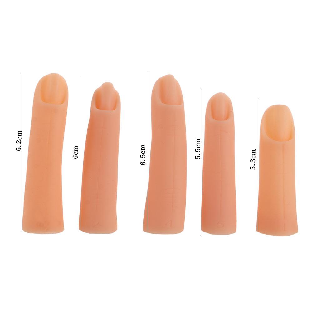 5Pcs/set for Acrylic Gel Silicone Fake Fingers Manicure Nail Art Training Hand Practice Model