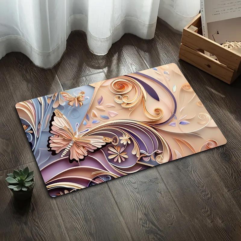 3D Butterfly Diatomite Floor Mat Bathroom Absorbent Non Slip Mat For Bathroom Door Entrance Quick Dry Feet Rug