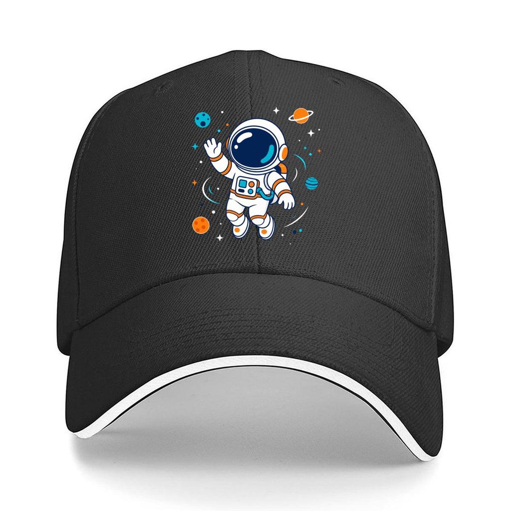 Playful Space Explorer Cartoon Badge Sandwich Baseball Cap Sun Cap Outdoor Workouts Hat