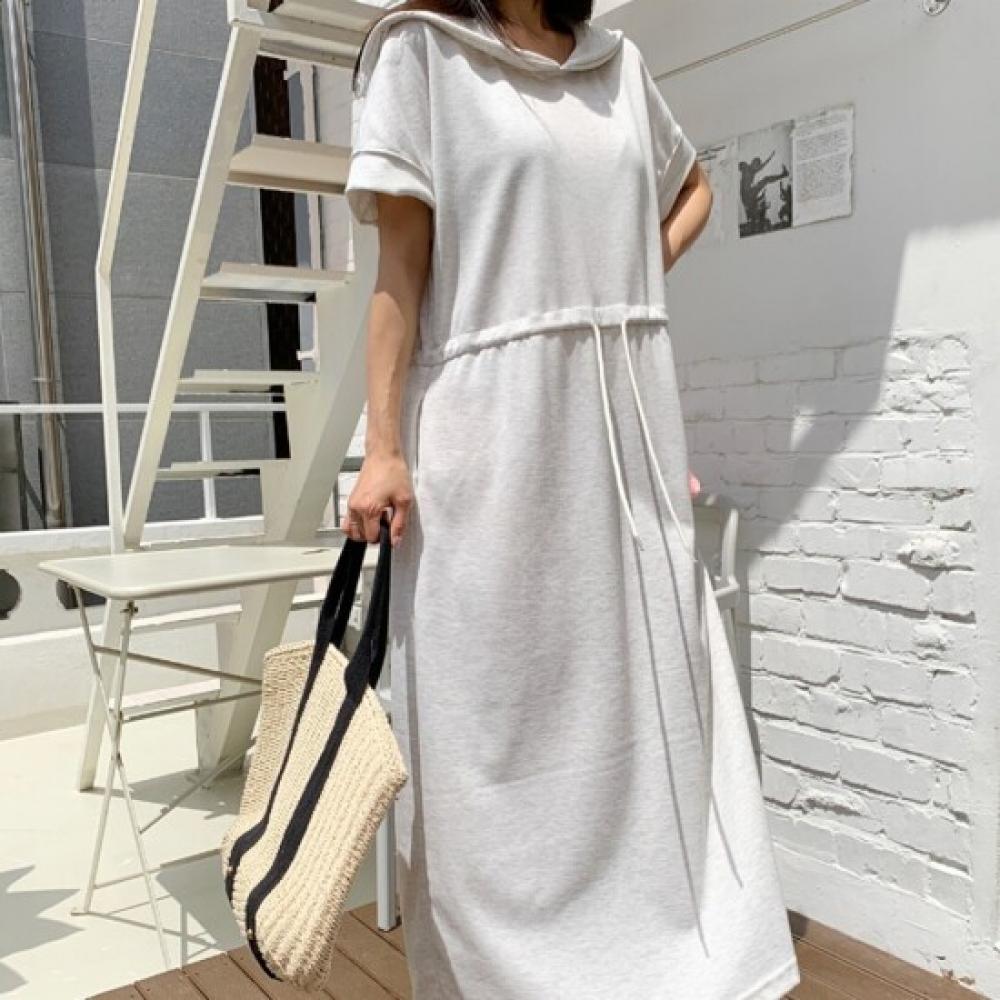 New Arrivals Open Run Loose Fit Maxi Waist Tie Blouson Dress
