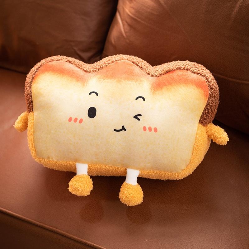 Plush Toast Bread Pillow Kawaii Food Toast Soft Doll Winter Hand Warmer Home Decoration Cushion Kids Toys Birthday Gift
