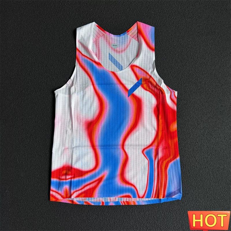 Men's Gradient Quick Dry Running Vest Lightweight Marathon Sleeveless T-Shirt Summer Fitness Shirt Tank Top