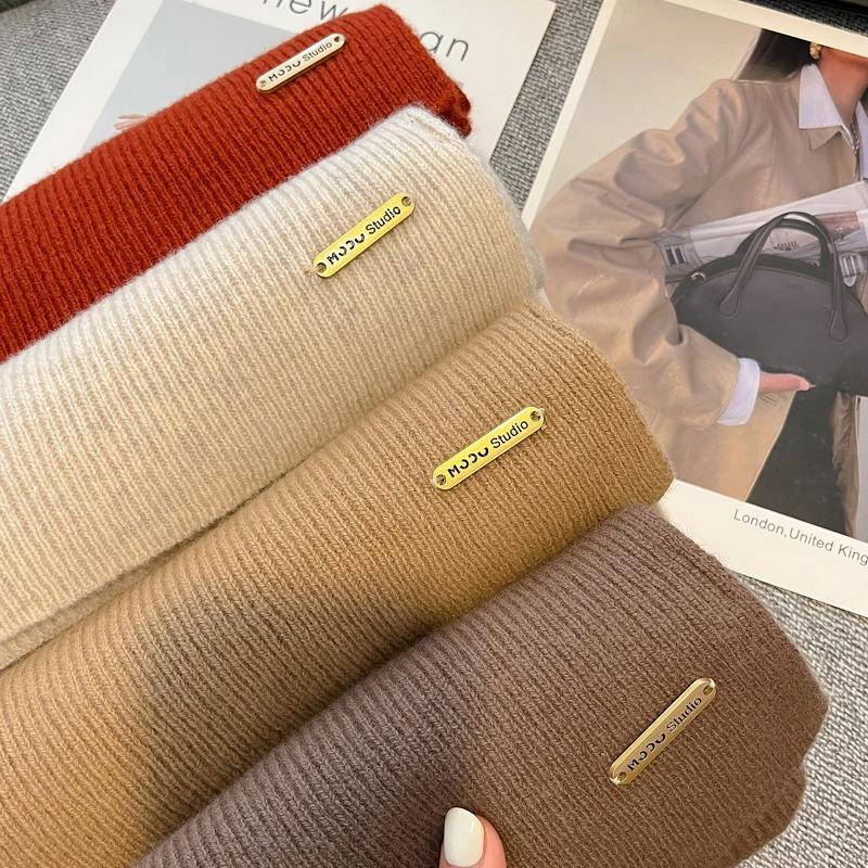Solid color warm pure wool knitted scarf female couple versatile solid color scarf winter men
