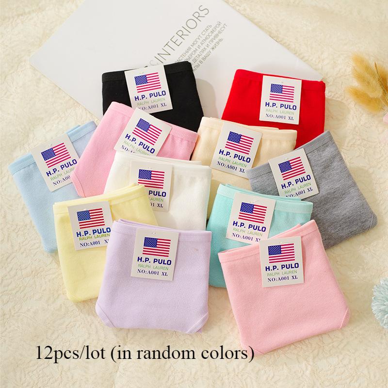 

12 шт./лот женское нижнее белье из чистого хлопка больших размеров конфетного цвета простое женское однотонное нижнее белье трусики XXL