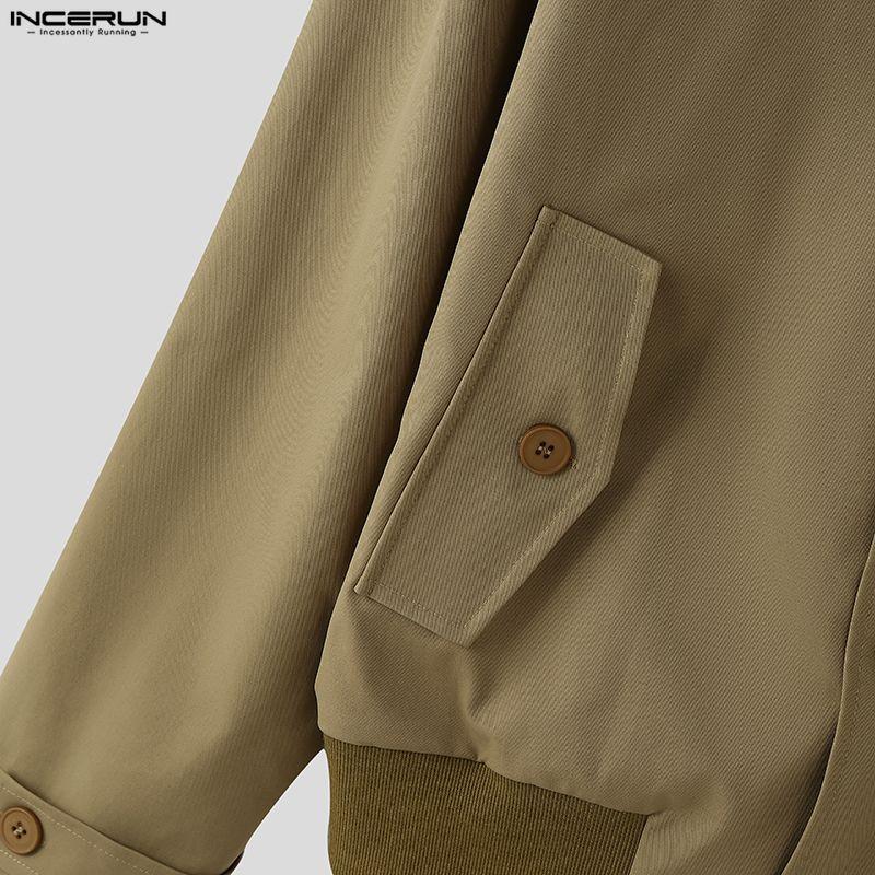 INCERUN Autumn Men Stand Neck Long Sleeve Casual Buttons Jackets Coats
