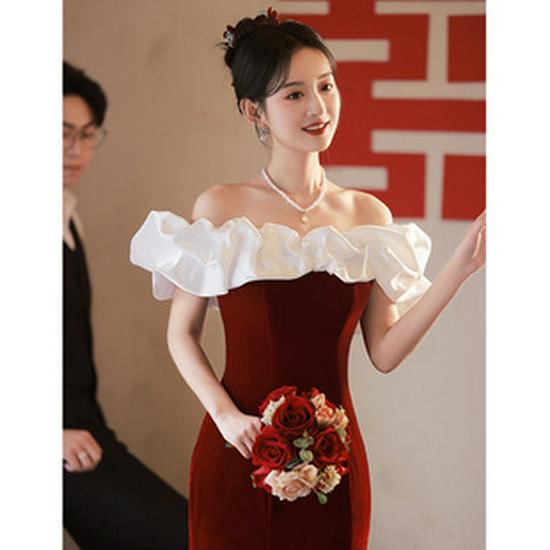 Elegant 2026 Women's Summer-Autumn Evening Gown: Slimming Dress for Banquets and Socialite Gatherings