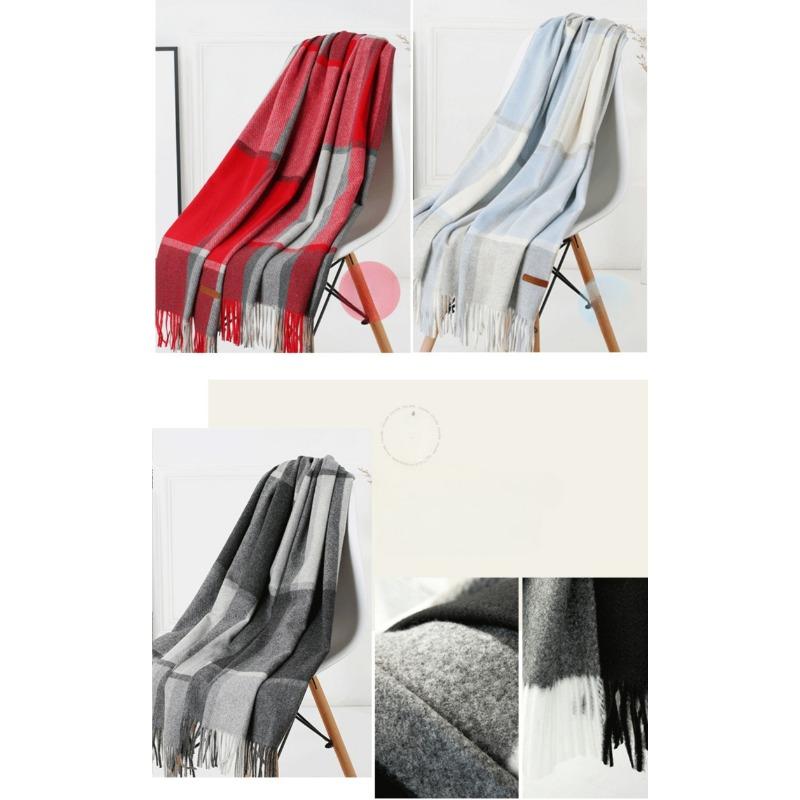 Warm Wool Scarf for Women Winter Plaid Design Soft Wear Open Scarves Female High Quality