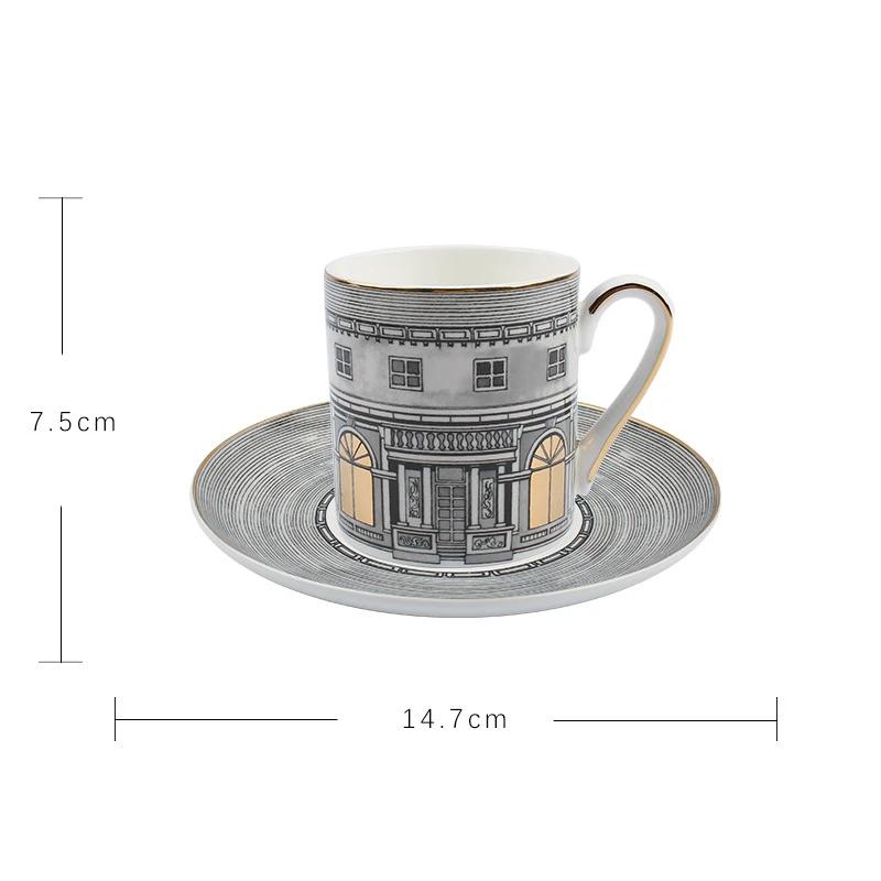 Nowy Styl Łabędzi Zamek Zastawa Stołowa Talerz Obiadowy Wysokiej Jakości Porcelana Kostna Ceramiczne Talerze Architektura Rzymska Filiżanka do Kawy