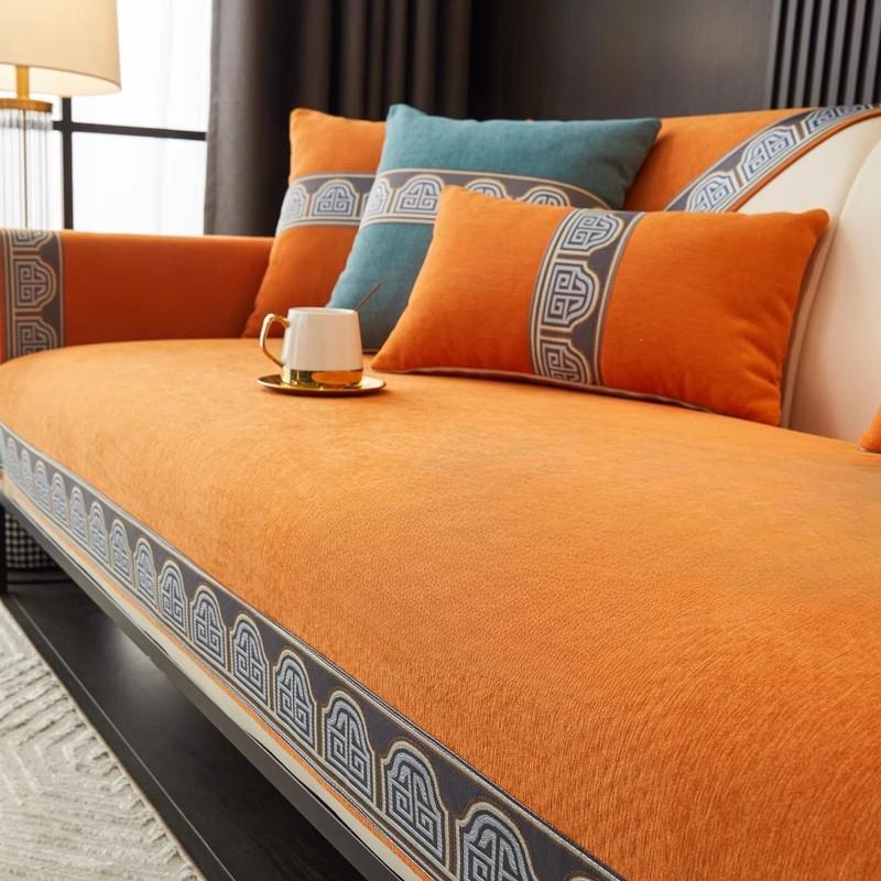 New Chinese Style Anti Slip Sofa Cushion Four Season Universal Chenier Sofa Cover Couch Backrest Armrest Dustproof Cover Towel