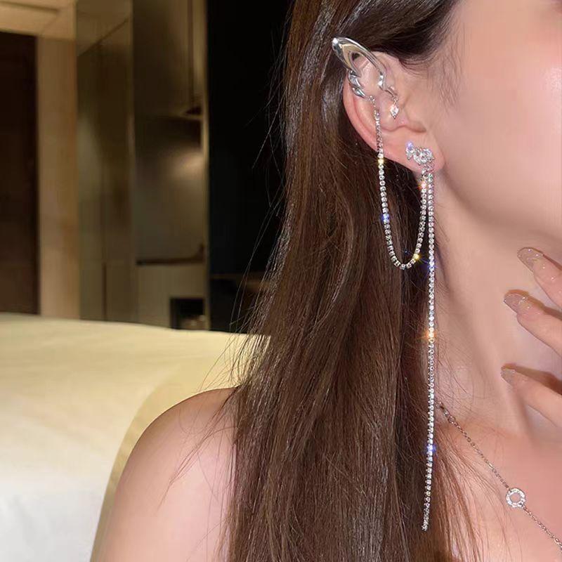 No pierced ears, ear clips, advanced sense, cold wind design sense, personalized earrings, women's long tassel butterfly ear bone clips