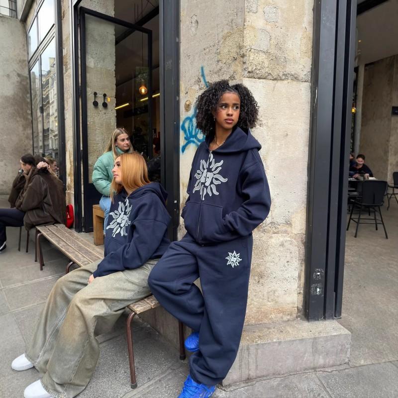 Y2K Herbst Winter Unisex Locker Geschnitten Kapuzenpullover Bedruckt Streetwear Jugendliche