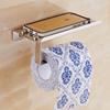 Cmaos Stainless Steel Bathroom Tissue Holder with Phone Shelf & Hook