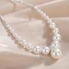 Luxurious S925 Sterling Silver Clavicle Necklace with Crushed Silver and French-Style Round Imitation Pearls.