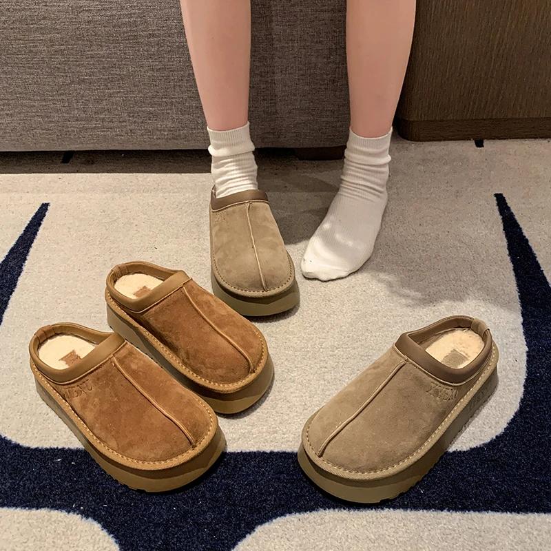 Winter Platform Boots Vintage Fashion Women's Snow Warm Suede Warm Inner Plush Fashion Thick Bottom Women's Flat Bottom Boots