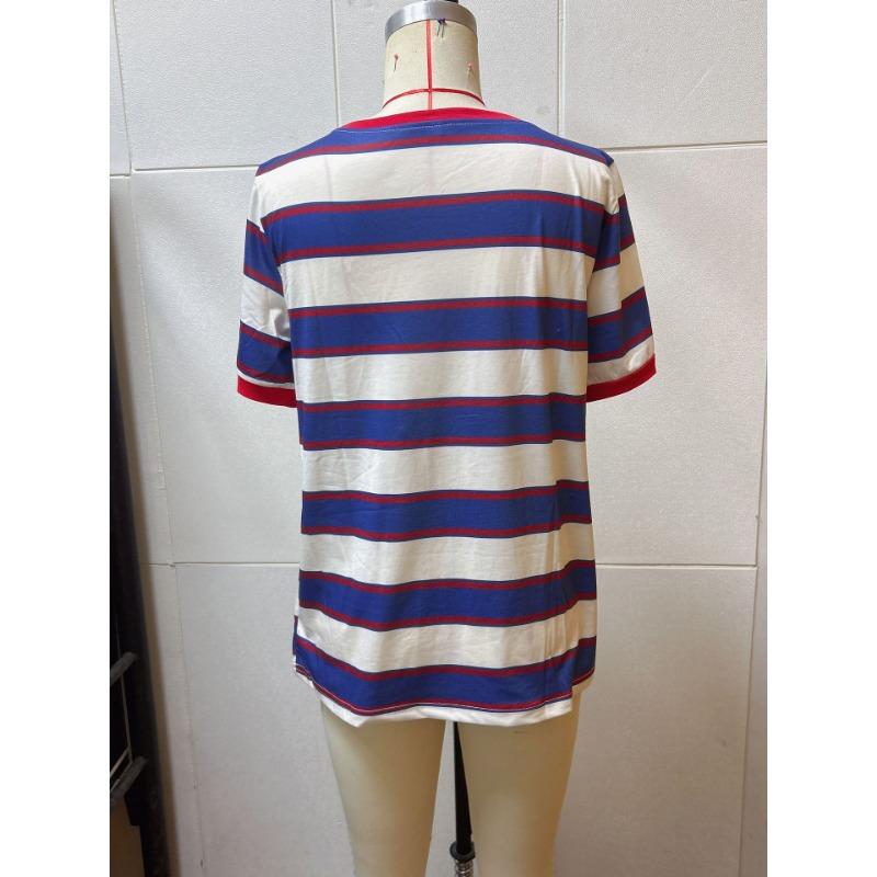 Women's Round Neck Color Patchwork Loose and Versatile Shirt