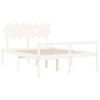 Vidaxl Bed For Seniors, With Headboard, White, 140X190 Cm, Solid Wood