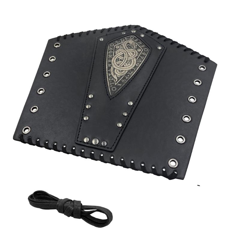 Halloween Medieval Arm Bracer with Embossed Pattern Adult Role Play Renaissances Pirate Knight PU Pirate Wristband