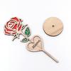 Wood Mama Rose Decoration with Stable Round Base Wooden 3D Carved Rose Flower Desktop Ornament Romantic Mother's Day Gift