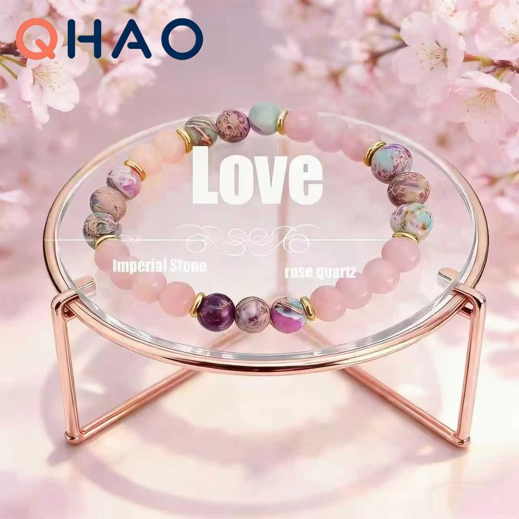 Colorful Imperial Jasper Rose Quartz Beaded Bracelet Women Fashion Jewelry for Love and Friendship Bracelet for Women Charm