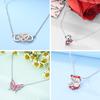 New Copper Necklace Zircon Heart Interlocking Pendant Necklace For Women Wedding Birthday Party Jewelry Gifts