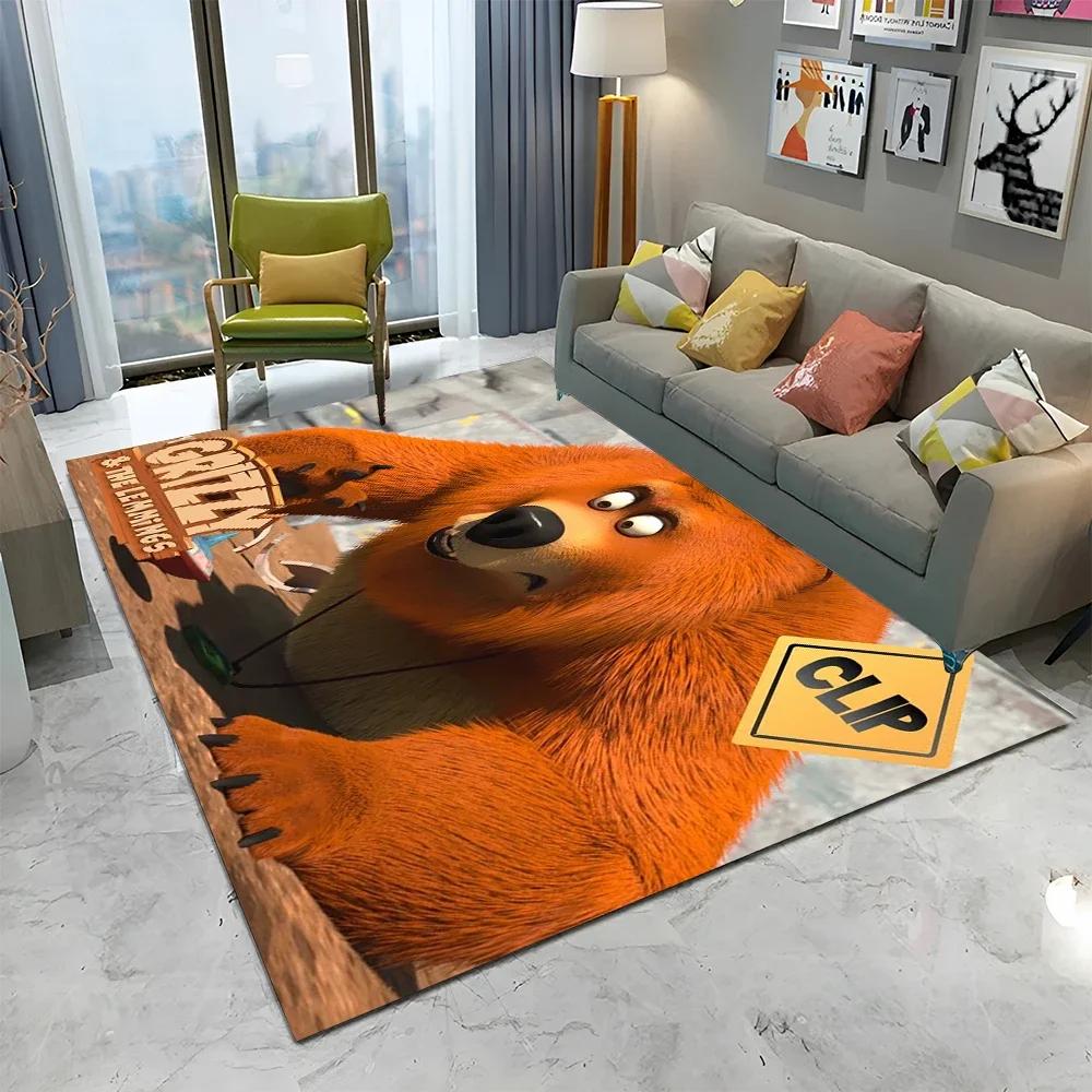 3D Kreslený koberec Grizzy a lemingové pro domov, obývací pokoj, ložnici, pod pohovku, rohožka, dekorace, dětský koberec, protiskluzová podložka na podlahu