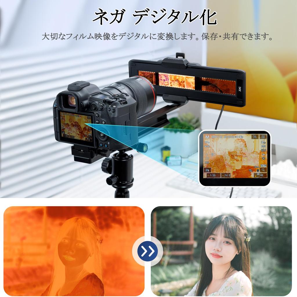 JJC 35mm Film To 120mm Film Digitizing Adapter with Film Scanner and Film Digitizing Fill Aluminum Sliding Focal Length No Filter Diameter Conversion